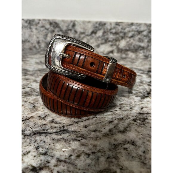 Vintage 100% Top Grain Rich Brown Leather Belt sz 38" - Picture 1 of 4